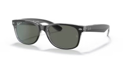 Ray-Ban RB 2132 NEW WAYFARER - 605258 BLACK ON TRANSPARENT polarized green classic g-15